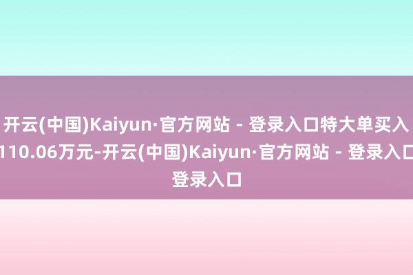 开云(中国)Kaiyun·官方网站 - 登录入口特大单买入110.06万元-开云(中国)Kaiyun·官方网站 - 登录入口